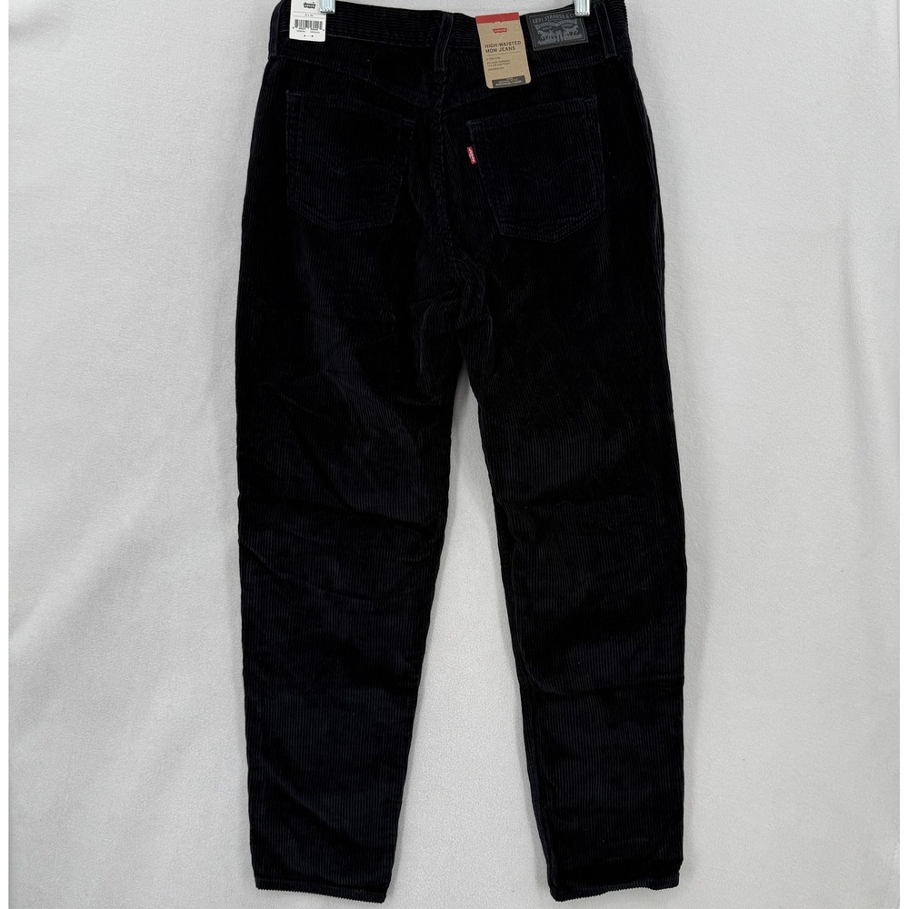 Levi's High Waisted Mom Jeans Women 31x30 Black Corduroy Tapered Leg A3506-1841